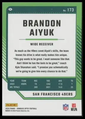 2024 Donruss Optic Brandon Aiyuk 173 San Francisco 49ers - Football Card Single
