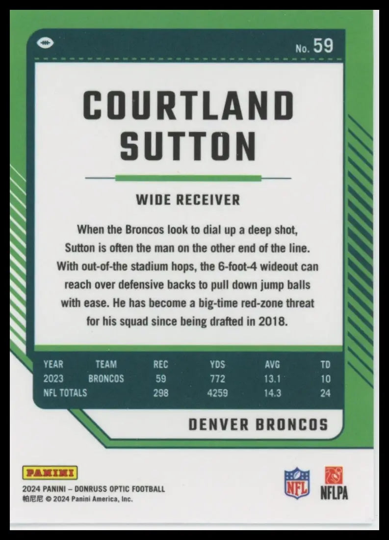 2024 Donruss Optic Courtland Sutton 59 Denver Broncos - Football Card Single
