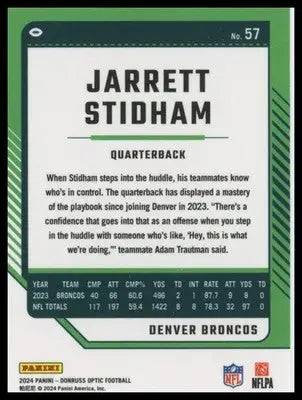 2024 Donruss Optic Jarrett Stidham 57 Denver Broncos - Football Card Single