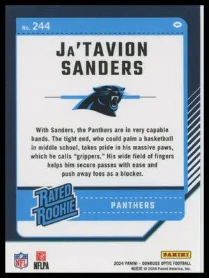 2024 Donruss Optic Ja’Tavion Sanders RC 244 Carolina Panthers - Football Card Single