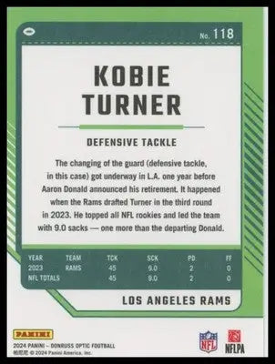 2024 Donruss Optic Kobie Turner 118 Los Angeles Rams - Football Card Single