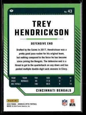 2024 Donruss Optic Trey Hendrickson #43 Cincinnati Bengals - Football Card Single