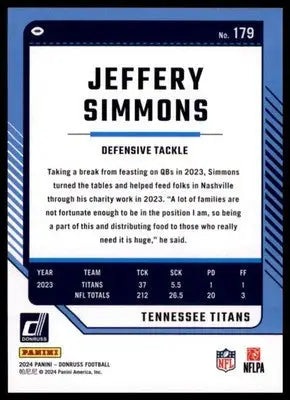 2024 Donruss - Press Proof Green Jeffery Simmons 179 Tennessee Titans - Football Card Single