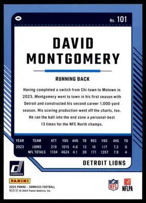 2024 Donruss - Press Proof Purple David Montgomery 101 Detroit Lions - Football Card Single