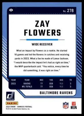 2024 Donruss Zay Flowers 278 Baltimore Ravens - Football Card Single