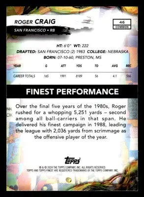 2024 Finest #46 Roger Craig - Football Card Single
