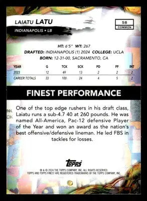 2024 Finest #58 Laiatu Latu RC Indianapolis Colts - Football Card Single