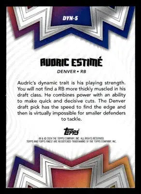 2024 Finest #DYN-5 Audric Estimé Dynamos - Football Card Single