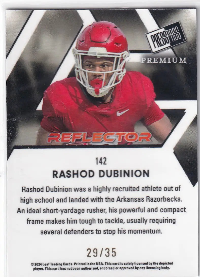 2024 LEAF #142 RASHOD DUBINION REFLECTOR 29/35- RAZORBACKS - Basketball Card Single