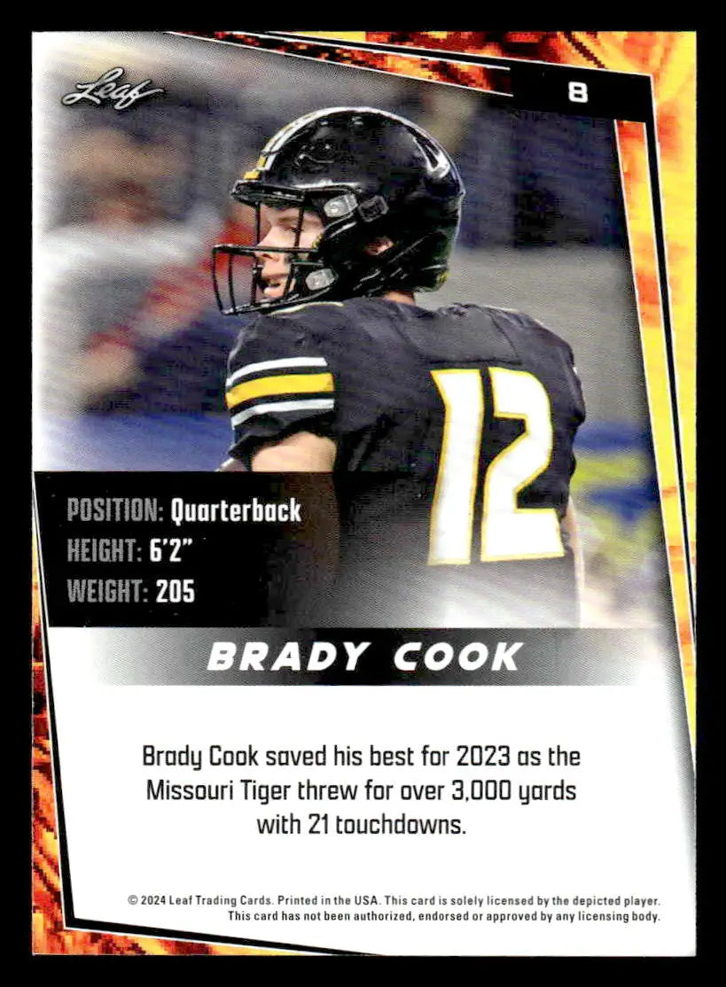 2024 Leaf #8 Brady Cook - Football Card Single