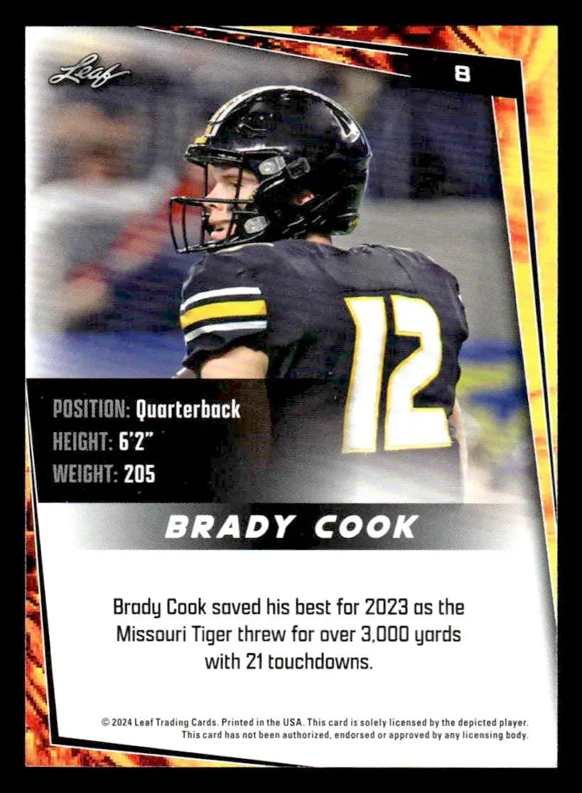 2024 Leaf #8 Brady Cook - Football Card Single