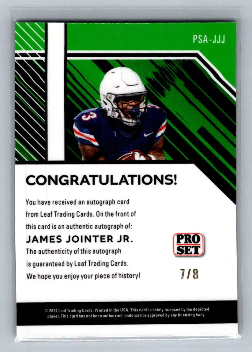 2024 Leaf Collective Pro Set Auto Shimmer Purple #PSA-JJJ James Jointer Jr. #/8 - Baseball Card Single