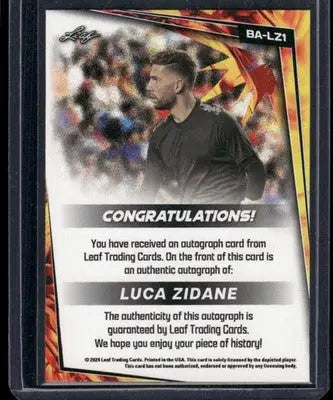 2024 Leaf Luca Zidane #BA-LZ1 Auto Soccer - Soccer Card Single
