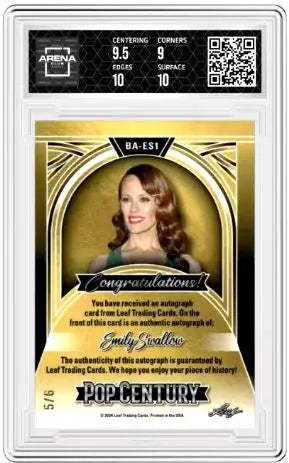 2024 Leaf Metal Pop Century Emily Swallow 5/6 #BA-ES1 Auto Arena Club 9.5 - Entertainment Card Single