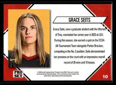 2024 Leaf Pro Set Southern CA Beach Volleyball Grace Seits #10 USC Trojans - Beach Volleyball Card Single