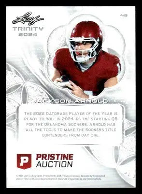 2024 Leaf Trinity - Pristine Auctions #48 Jackson Arnold - Football Card Single