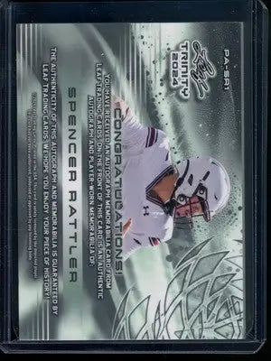 2024 Leaf Trinity Spencer Rattler #PA-SR1 Autograph Patch RC 39/49 Football - Football Card Single