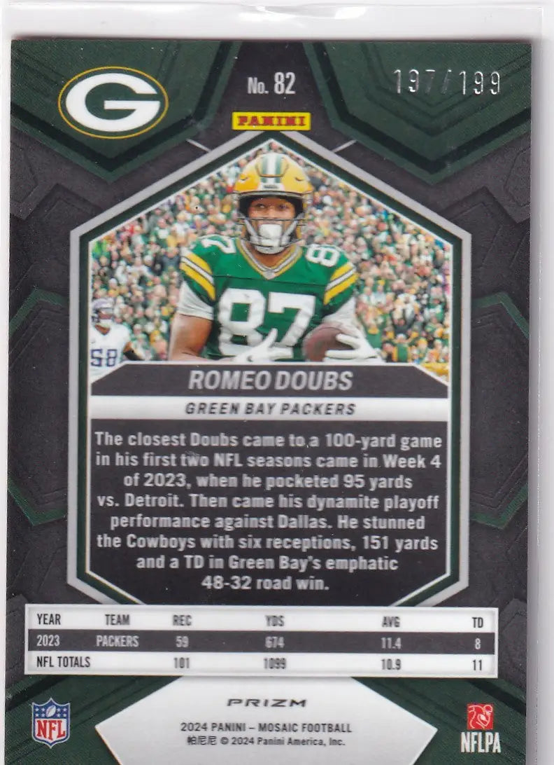 2024 MOSAIC #82 ROMEO DOUBS ORANGE REACTIVE 197/199- GREEN BAY PACKERS - Football Card Single