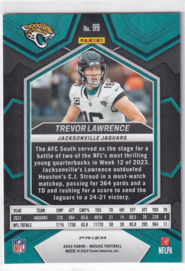 2024 MOSAIC #99 TREVOR LAWRENCE SILVER REACTIVE- JACKSONVILLIE JAGUARS - Football Card Single
