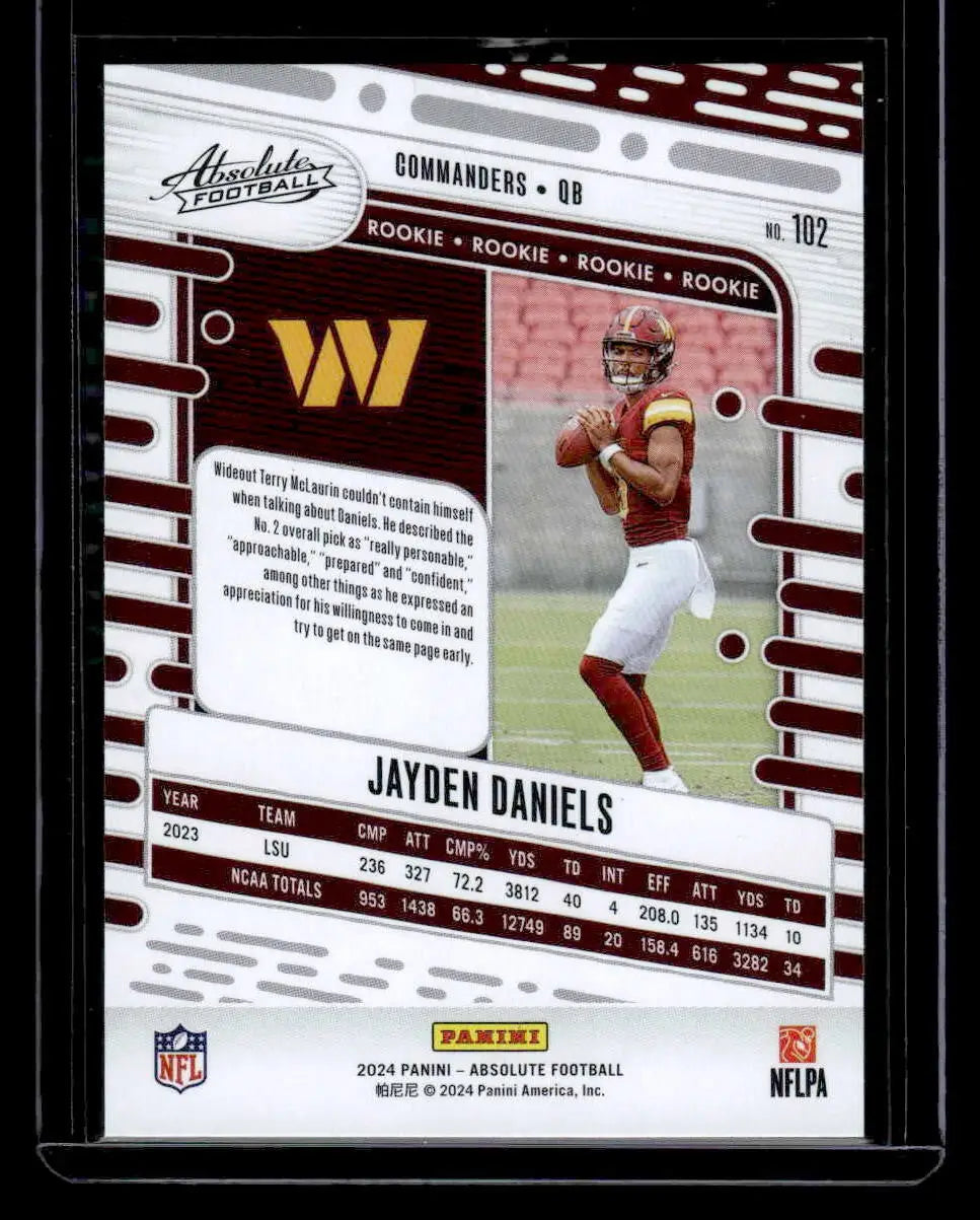 2024 Panini Absolute #102 Jayden Daniels Retail - Football Card Single