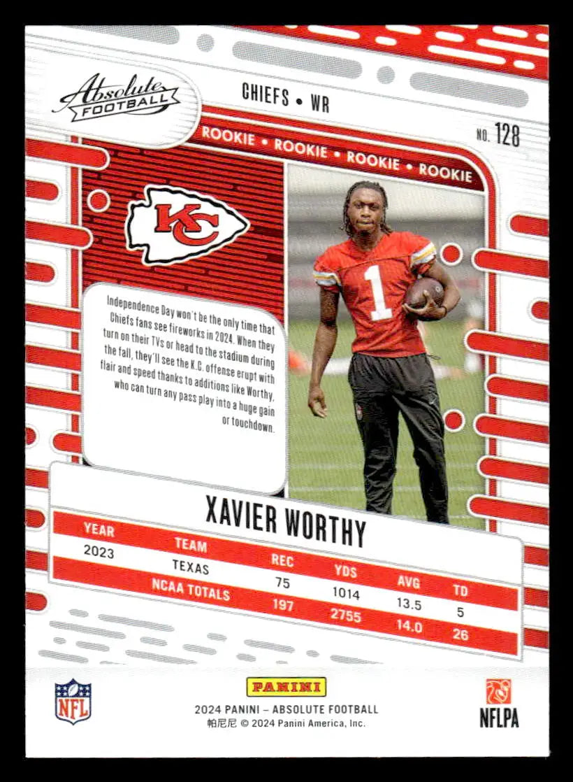 2024 Panini Absolute #128 Xavier Worthy Red and Blue - Football Card Single