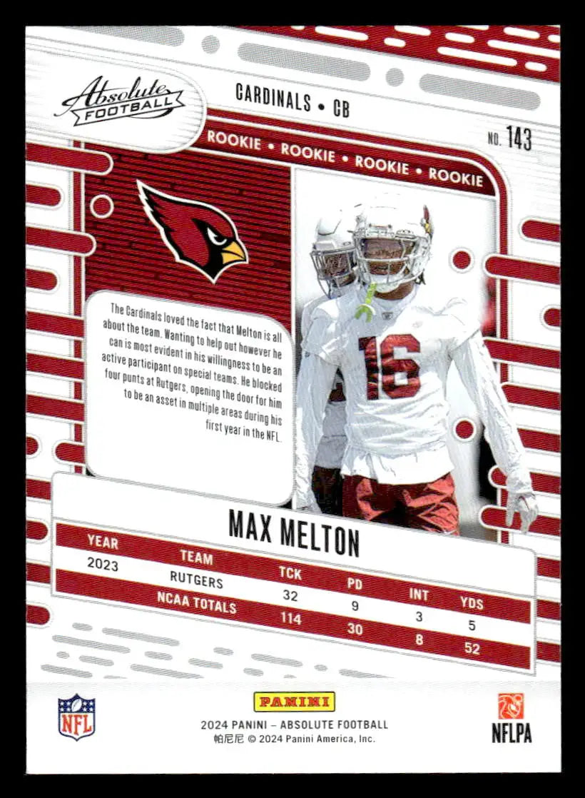 2024 Panini Absolute #143 Max Melton Red and Blue - Football Card Single