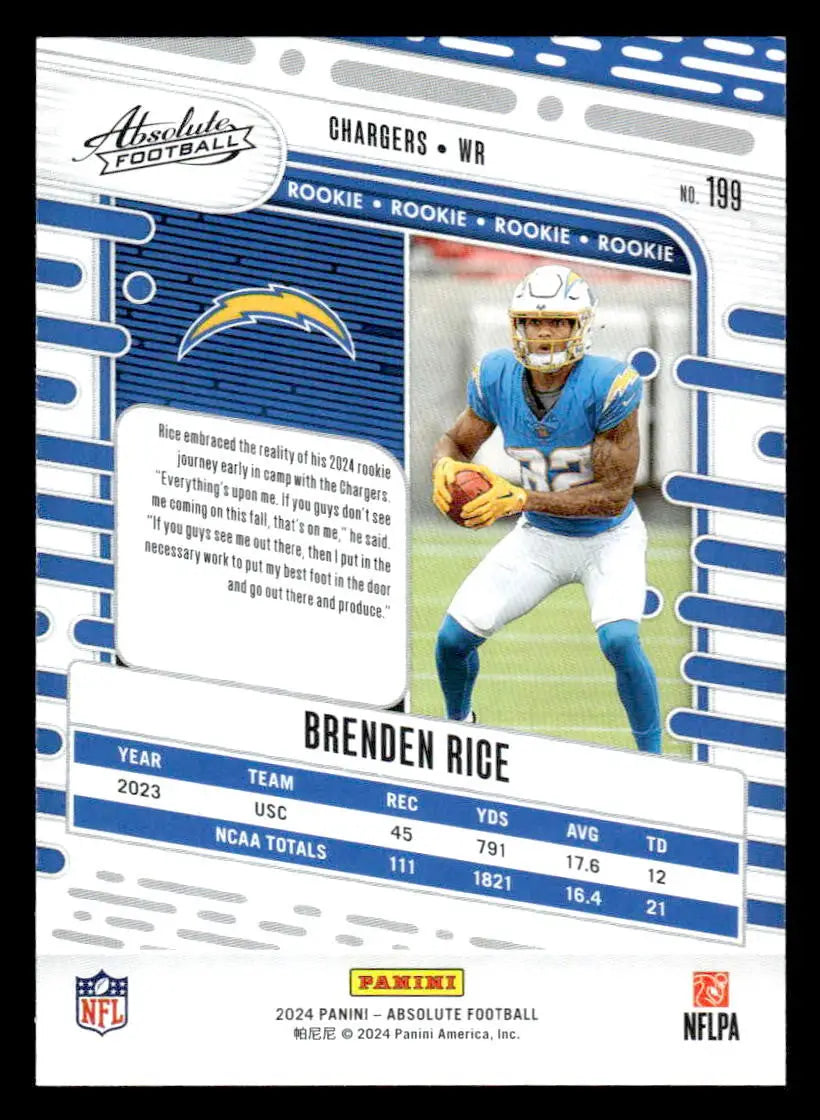 2024 Panini Absolute #199 Brenden Rice Red and Blue - Football Card Single