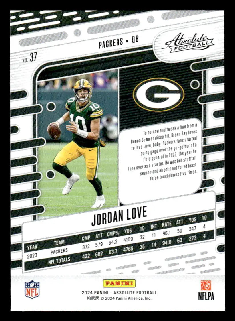 2024 Panini Absolute #37 Jordan Love Red and Blue - Football Card Single