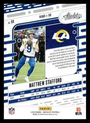 2024 Panini Absolute #64 Matthew Stafford Retail Los Angeles Rams - Football Card Single