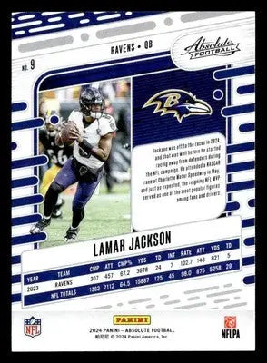2024 Panini Absolute #9 Lamar Jackson Retail - Football Card Single