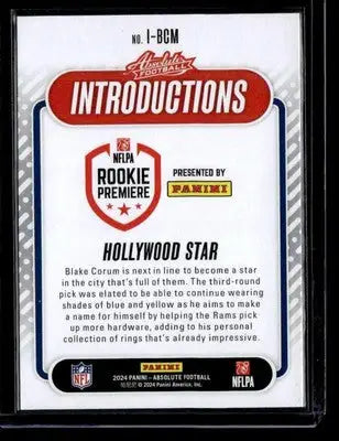 2024 Panini Absolute #I-BCM Blake Corum Introductions - Football Card Single