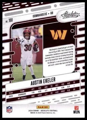 2024 Panini Absolute - Retail Austin Ekeler 100 Washington Commanders - Football Card Single