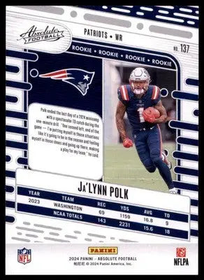 2024 Panini Absolute - Retail Ja’Lynn Polk RC 137 New England Patriots - Football Card Single