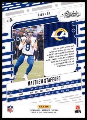 2024 Panini Absolute - Retail Matthew Stafford 64 Los Angeles Rams - Football Card Single