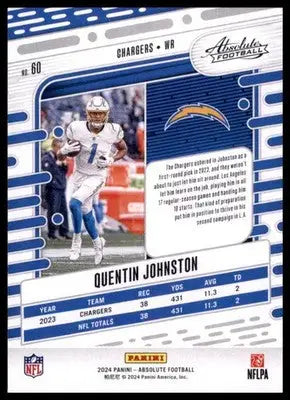 2024 Panini Absolute - Retail Quentin Johnston 60 Los Angeles Chargers - Football Card Single
