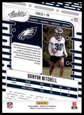 2024 Panini Absolute - Retail Quinyon Mitchell RC 122 Philadelphia Eagles - Football Card Single