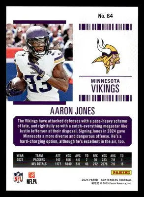2024 Panini Contenders Football #64 Aaron Jones Divisional Ticket #/149 Vikings - Football Card Single