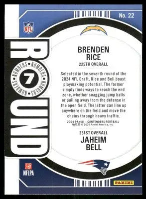 2024 Panini Contenders Football Brenden Rice Jaheim Bell #22 Football - Football Card Single