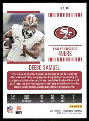 2024 Panini Contenders Football Deebo Samuel #87 Football - Football Card Single
