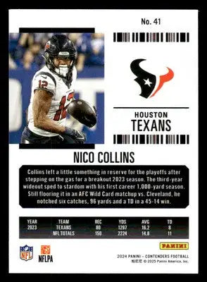 2024 Panini Contenders Football Mojo #41 Nico Collins - Football Card Single