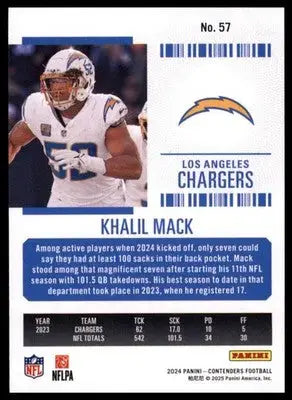 2024 Panini Contenders Khalil Mack 57 Dallas Cowboys - Football Card Single