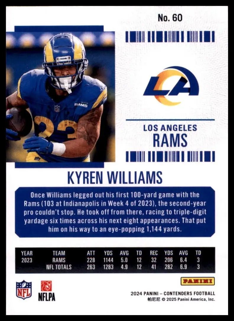 2024 Panini Contenders - Season Ticket Kyren Williams #60 Retail - Football Card Single