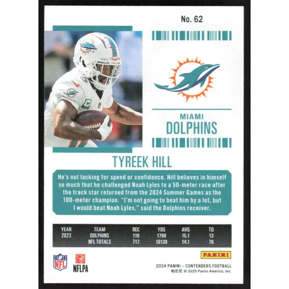 2024 Panini Contenders Season Ticket Retail #62 Tyreek Hill NM-MT Miami Dolphins Football Card - Football Card Single