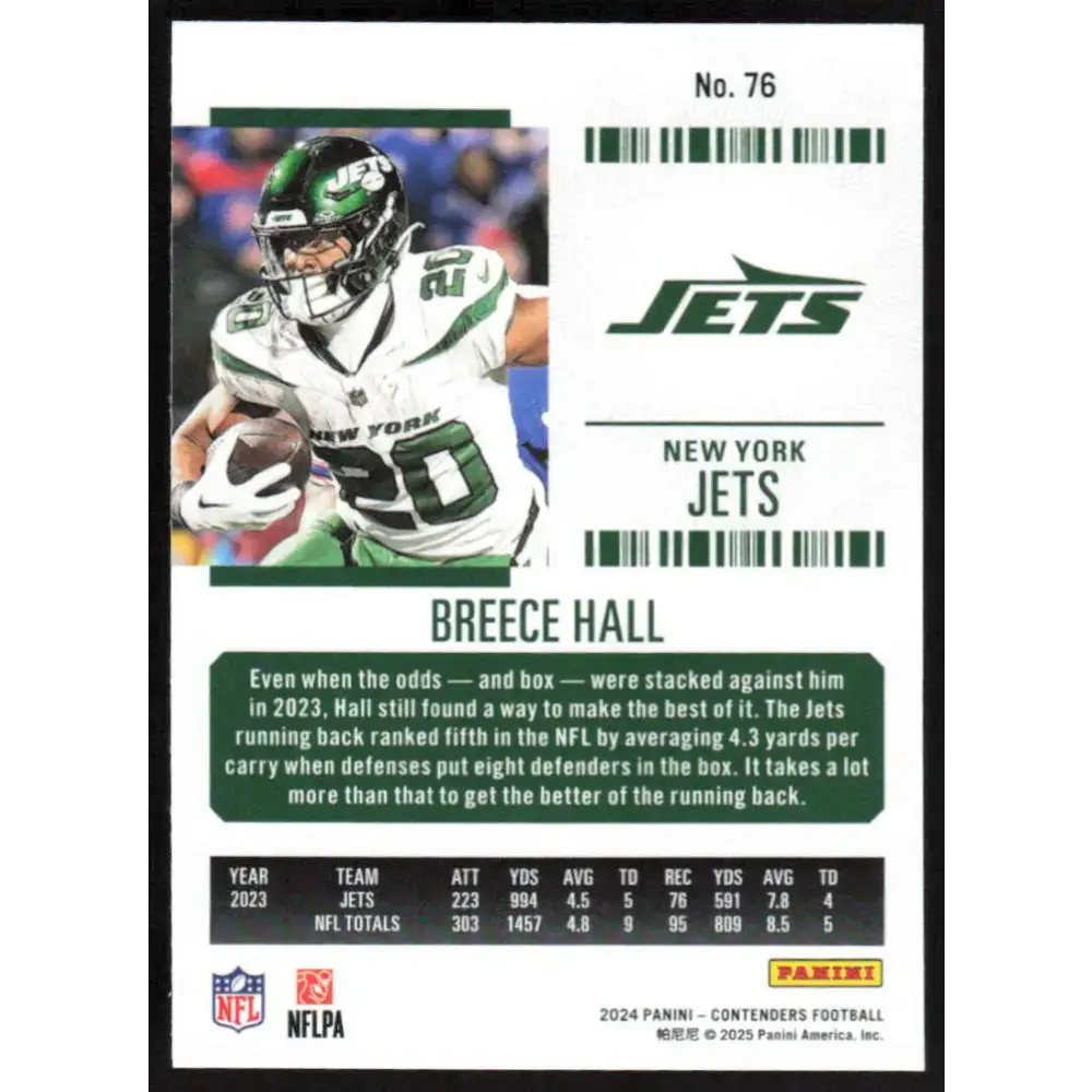 2024 Panini Contenders Season Ticket Retail #76 Breece Hall NM-MT New York Jets Football Card - Football Card Single
