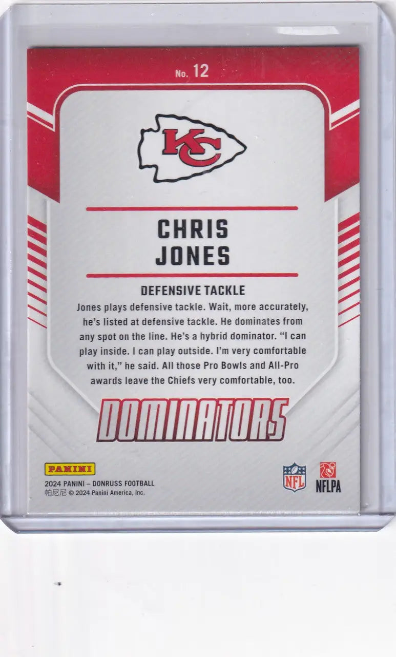 2024 Panini Donruss Dominators #12 Chris Jones - Kansas City Chiefs - Football Card Single