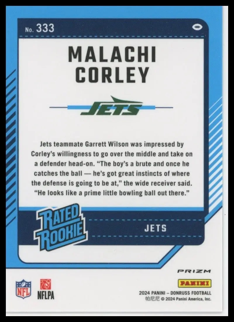 2024 Panini Donruss Optic Preview Pink Rookie Malachi Corley #333 New York Jets - Football Card Single