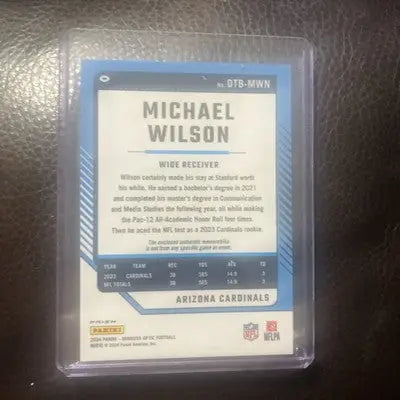 Michael Wilson Football Card from 2024 Panini Donruss Optic Threads Patch Blue