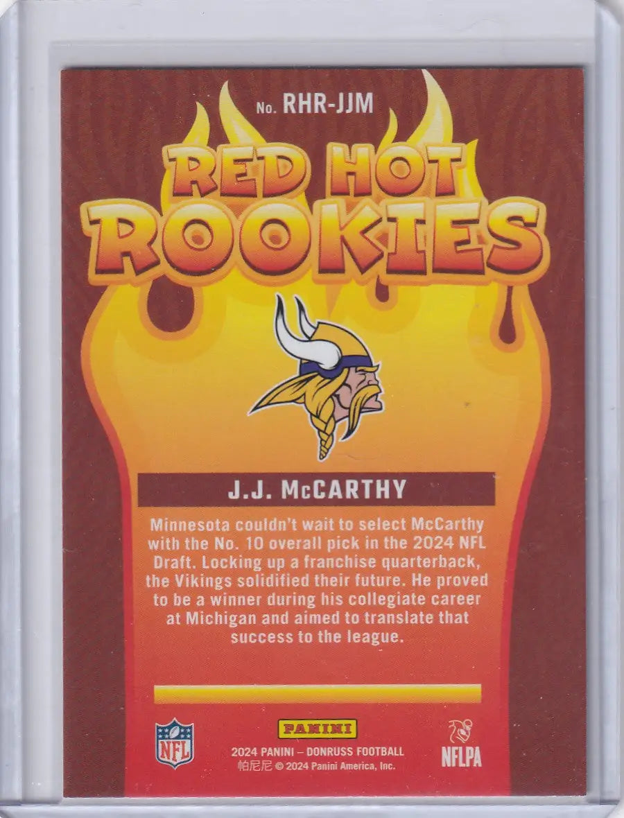 2024 Panini Donruss Red Hot Rookies #RHR-JJM JJ McCarthy - Minnesota Vikings - Football Card Single
