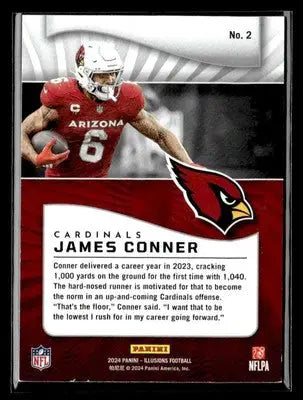 James Conner football card from 2024 Panini Illusions Conner Cubic Trophy collection