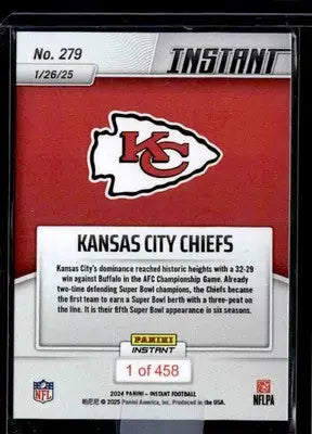 2024 Panini Instant NFL #279 Kansas City Chiefs - Football Card Single